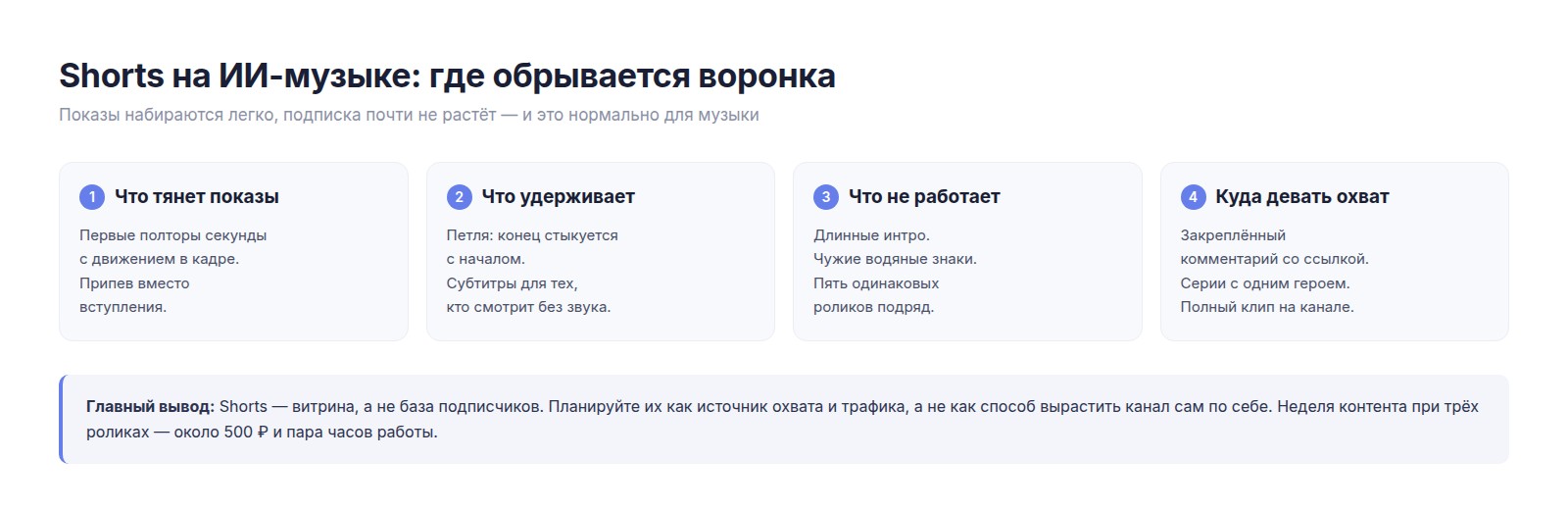 Что тянет показы в Shorts, что удерживает зрителя, что не работает и куда девать охват